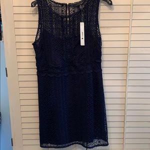 Navy crochet sleeveless dress
